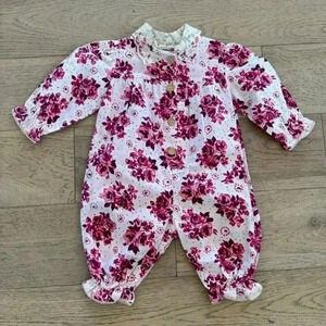 Vintage Jet Set Girls Floral One Piece Pink Size 9 Months